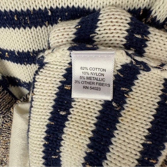 Banana Republic Navy Gold Striped Cardigan Sweater Nautical Preppy - Picture 9 of 9